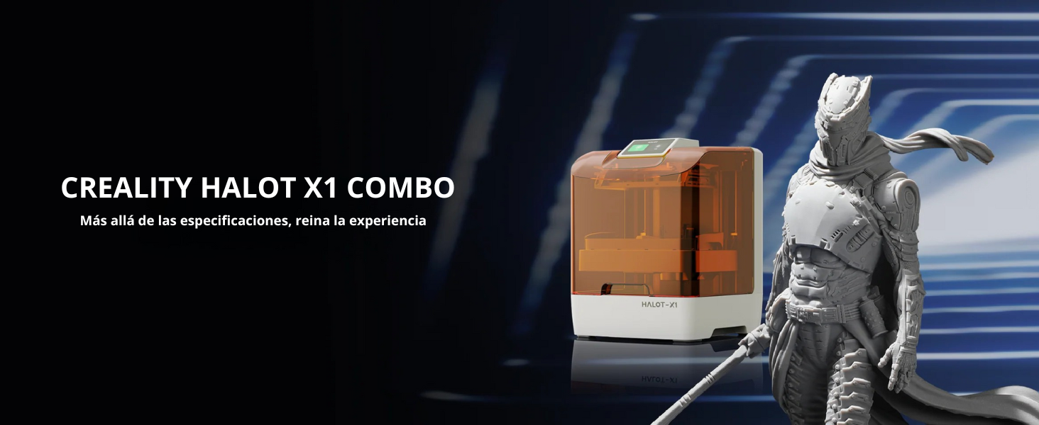 La CREALITY HALOT X1 COMBO se posiciona como la impresora 3D de resina definitiva para diseñadores, makers y emprendedores que buscan dar un salto cualitativo en sus proyectos. Esta máquina combina a la perfección una precisión excepcional con una velocidad impresionante, ofreciendo resultados profesionales de manera eficiente. Si tu objetivo es producir piezas de alta calidad sin comprometer los tiempos de producción, esta impresora se presenta como la solución integral, permitiéndote materializar tus ideas más complejas con un nivel de detalle sin precedentes y una fiabilidad superior.